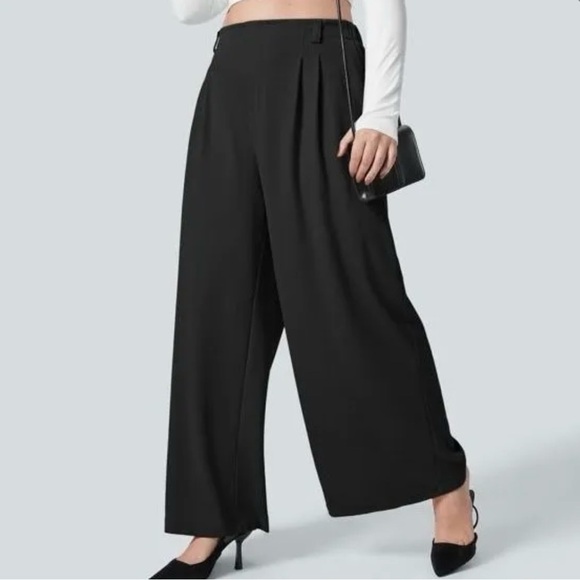 NEW Halara Flex Waffle Knit Pants Sz XL Petite Wide Leg High Waist Pockets - Picture 1 of 11